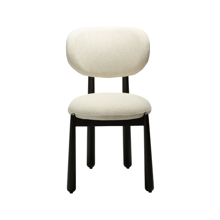 Glam bouclé chair with antique legs