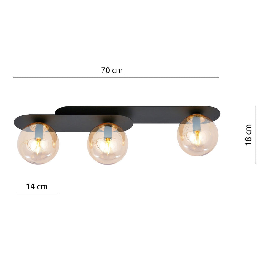 Plaza 3 BL glass ceiling lamp