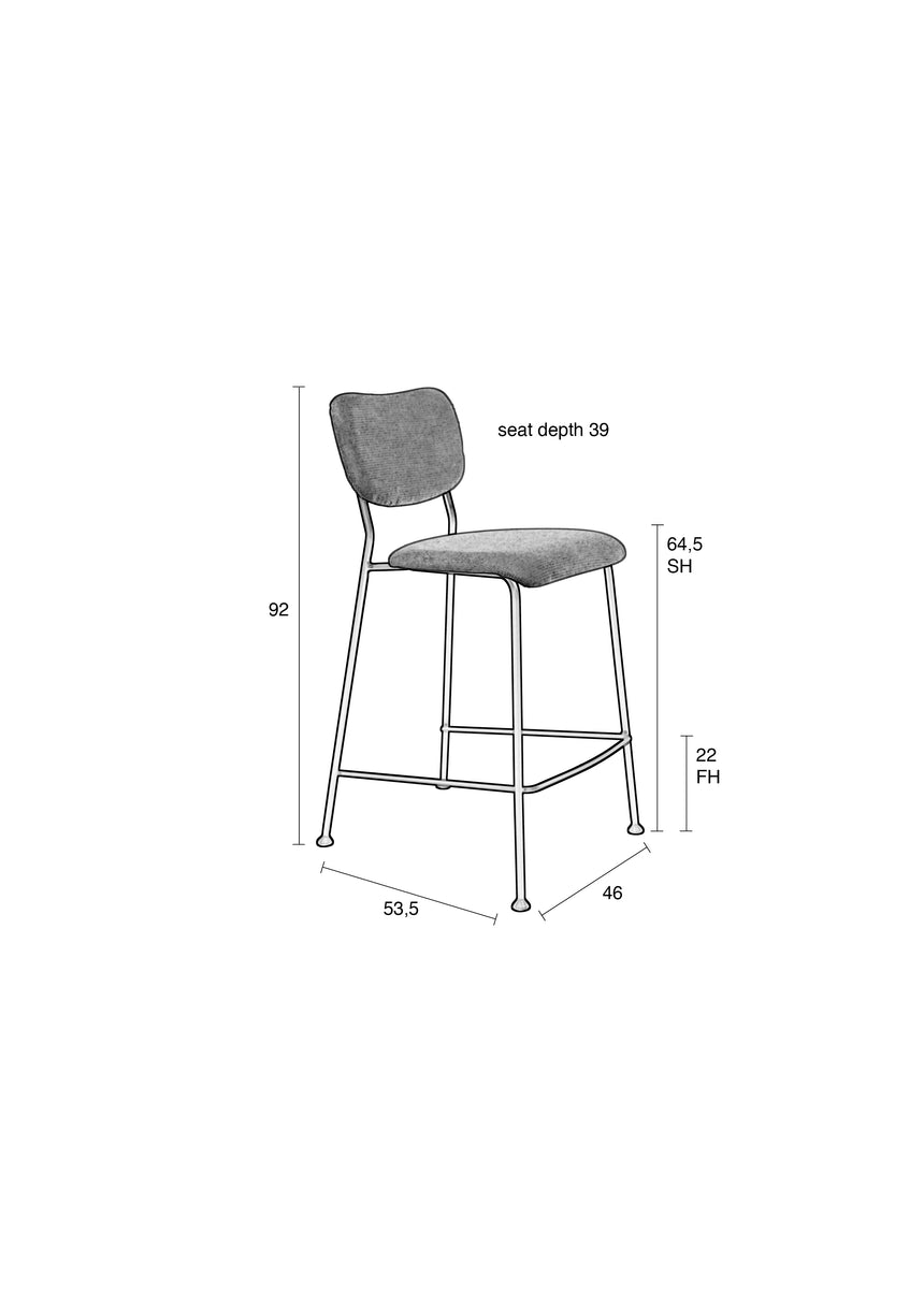 Benson corduroy low bar stool