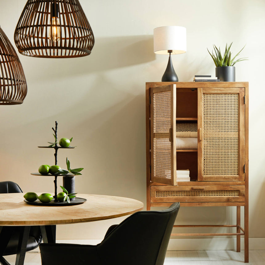 Yellow wooden dining table