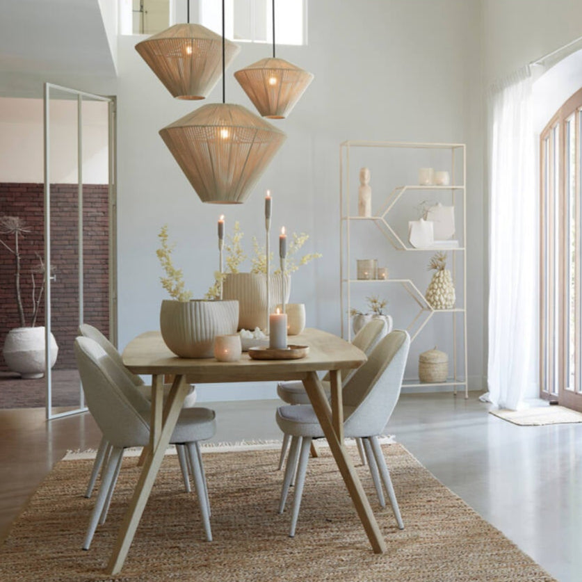Yellow wooden dining table