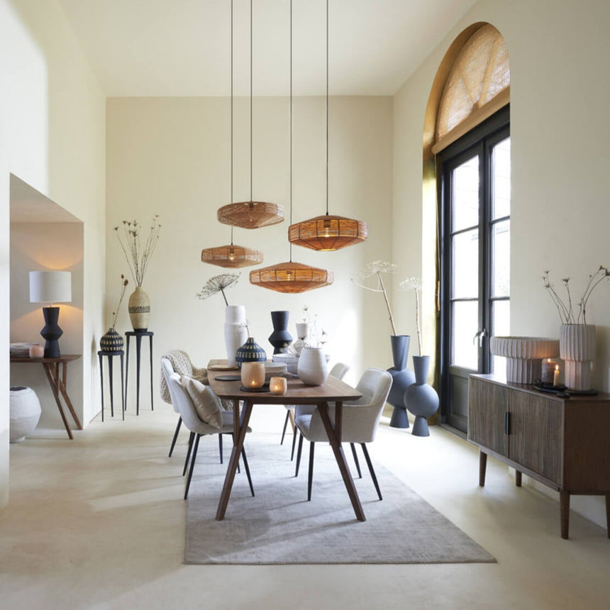 Yellow wooden dining table