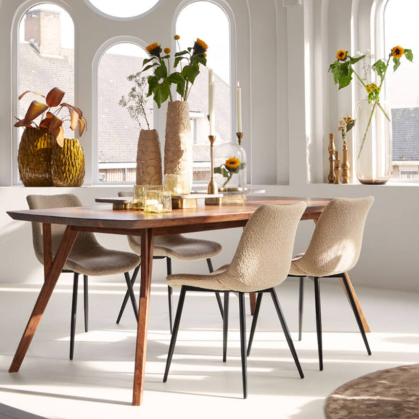 Yellow wooden dining table