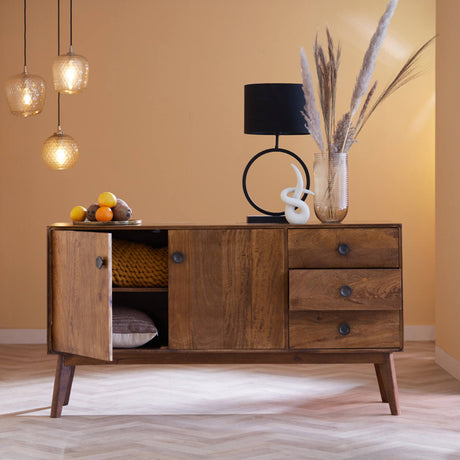 Yellow wooden dining table