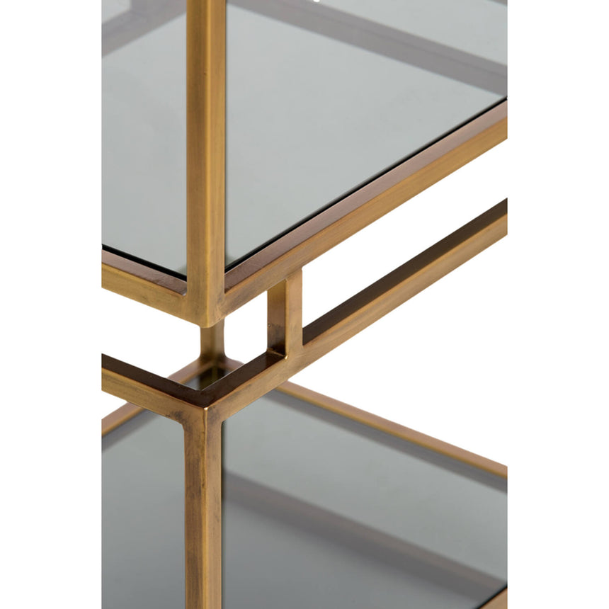 Lucambo 5 polcos üvegvitrin – Antik bronz és füstüveg