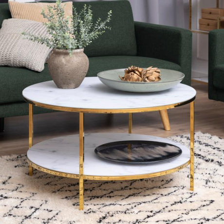 Alisma üveg dohányzóasztal polccal Ø80