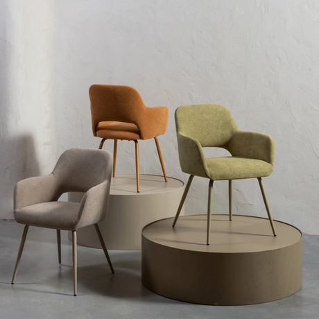 Murat fabric chair with dark brown legs