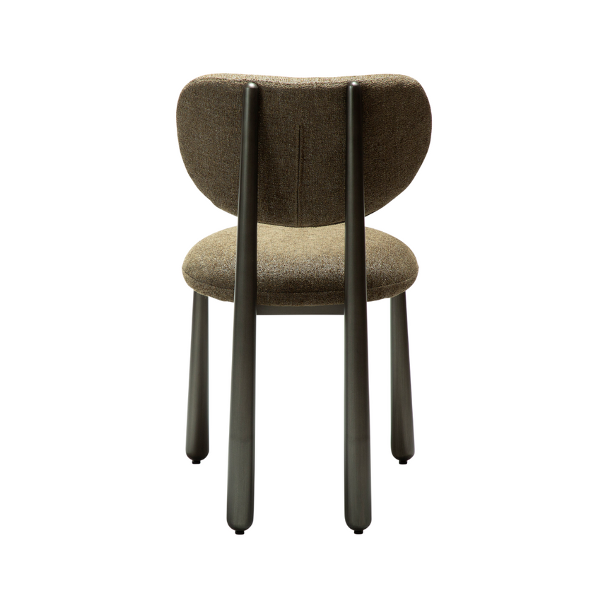 Glam bouclé chair with antique legs