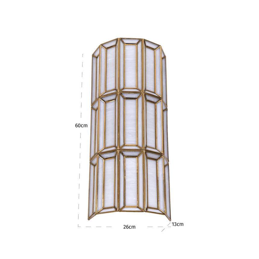 Opal fali lámpa – Antik sárgaréz és üveg, 60 cm