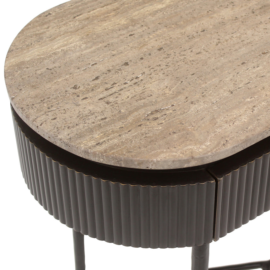 Russo konzolasztal – Travertin és sárgaréz elegancia