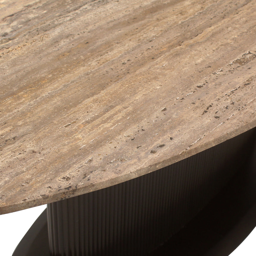 Russo ovális étkezőasztal – Travertin mészkő fedlappal és mangófa alappal