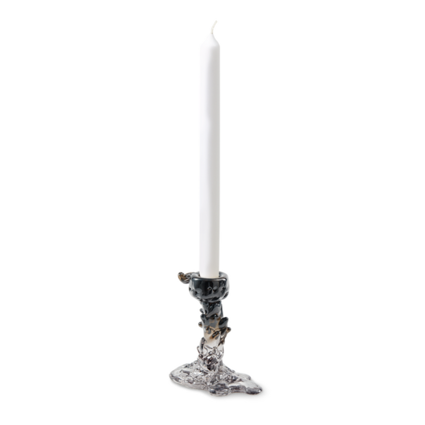 Drip glass candle holder 14cm