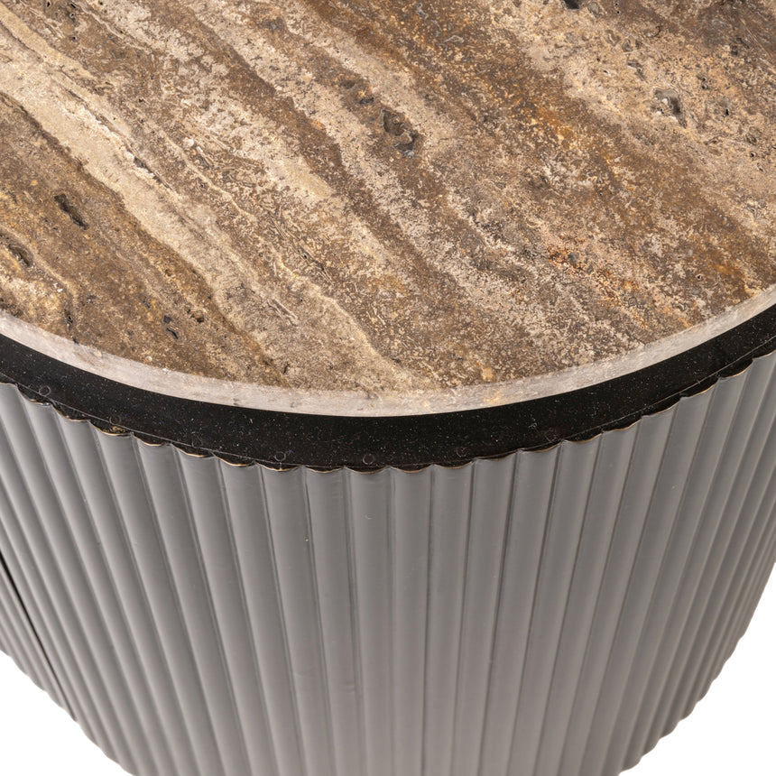 Russo TV szekrény – Travertin mészkő fedlappal és sárgaréz részletekkel