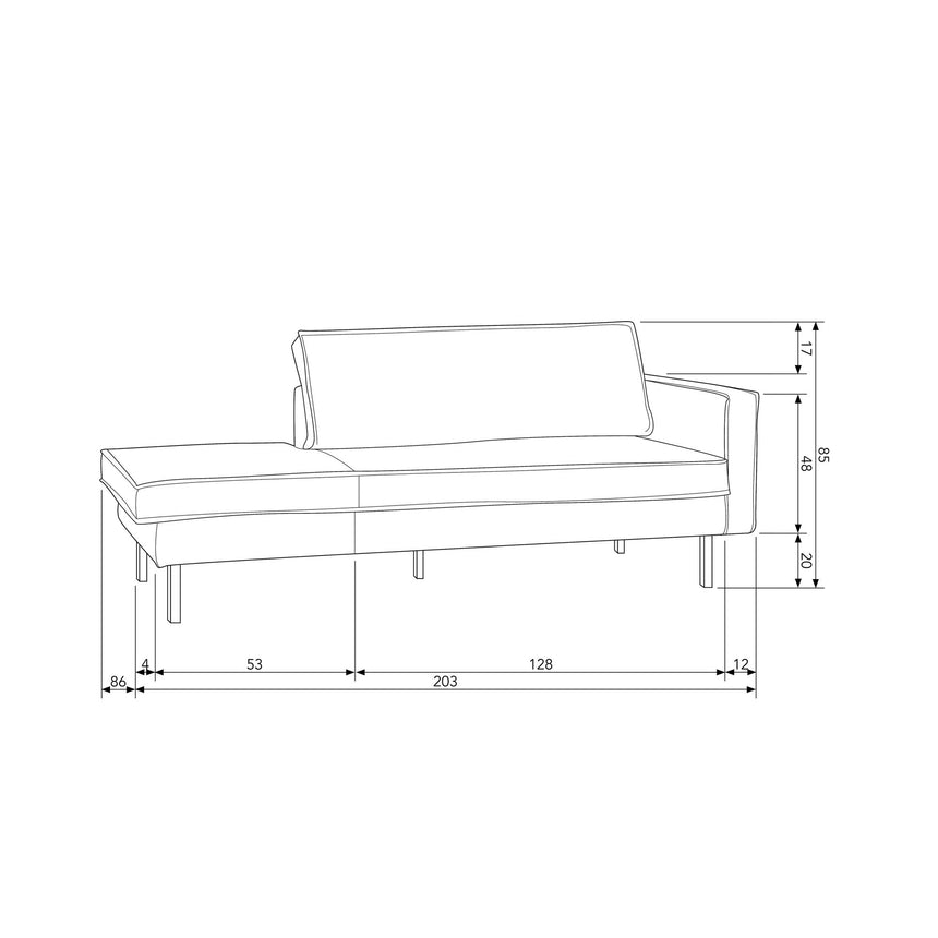 Rodeo Daybed jobbos rekamié ökobőr fekete