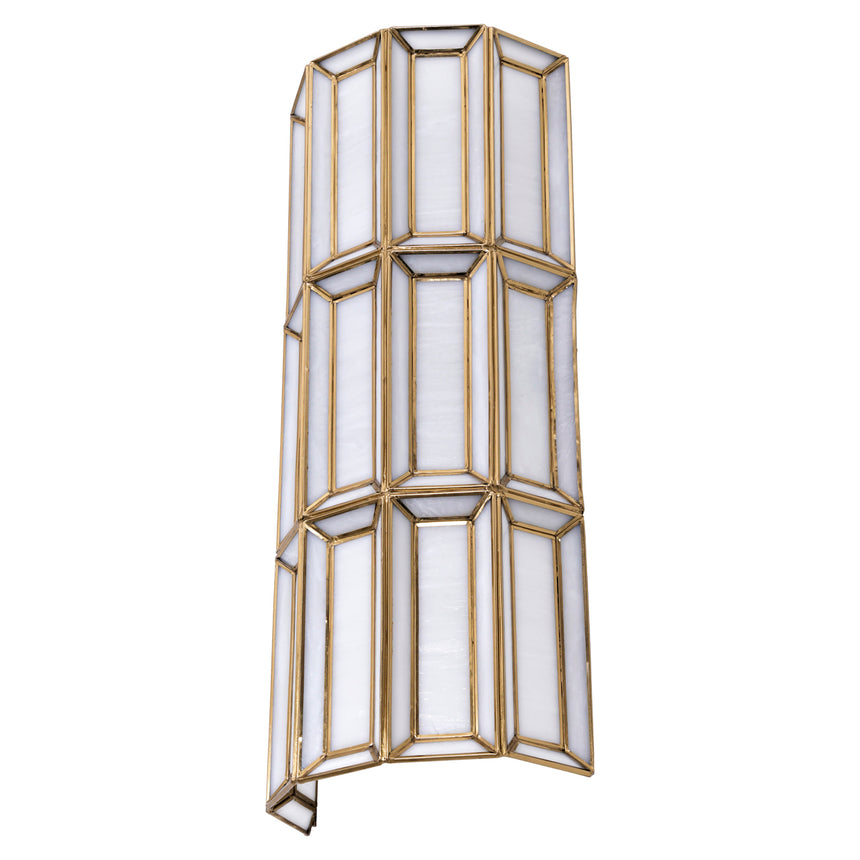 Opal fali lámpa – Antik sárgaréz és üveg, 60 cm