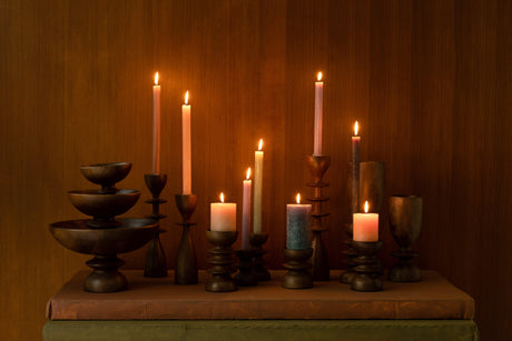 Nola wooden candle holder large