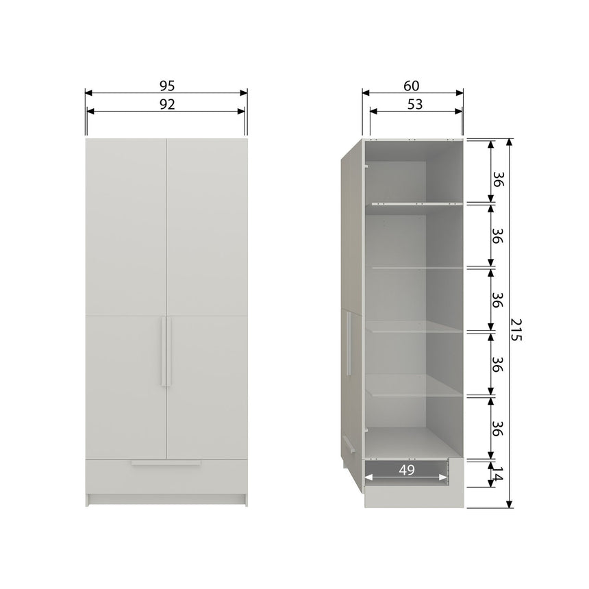 Pure 95 cm-es ruhásszekrény (2 ajtós)