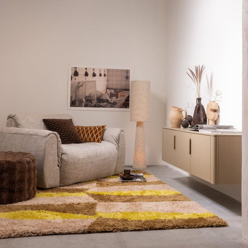 Loft állólámpa – Dolly bouclé kárpitozással, pöttyös mintával