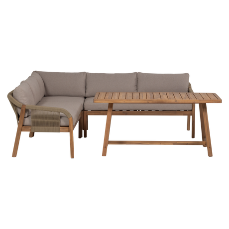 Taro kerti lounge és étkező garnitúra – FSC akácfából, kültéri kárpitozással