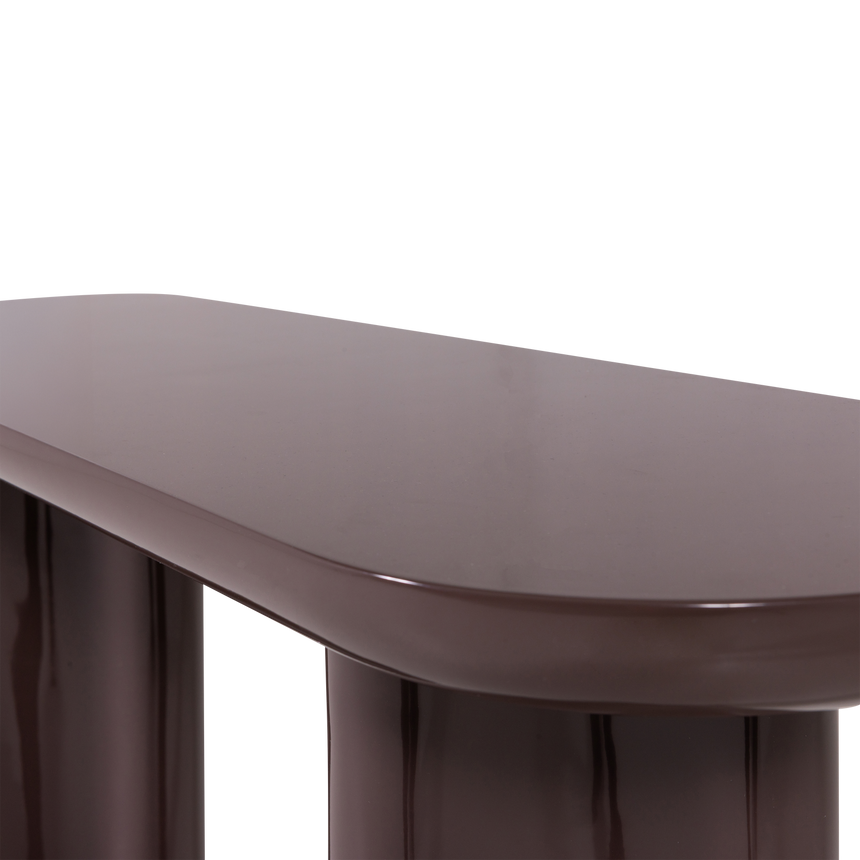 Evara konzolasztal – Magasfényű sötétbarna fa