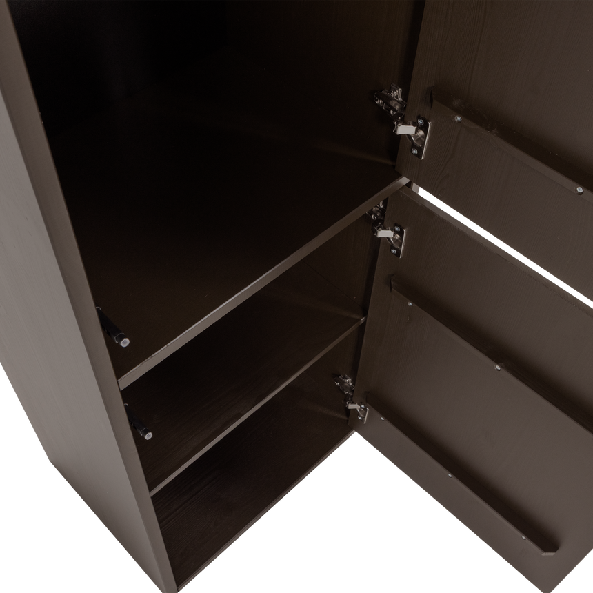 Meggy keskeny tárolószekrény – Középbarna fenyő, 215 cm