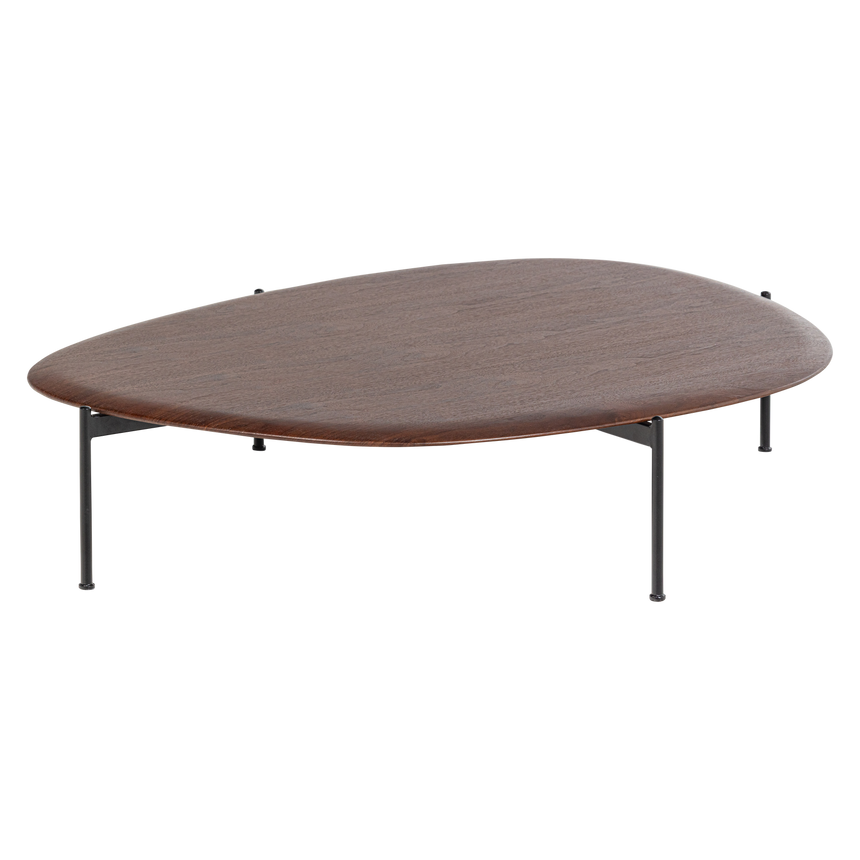 Kota dohányzóasztal – Meleg barna furnér, modern fém lábakkal