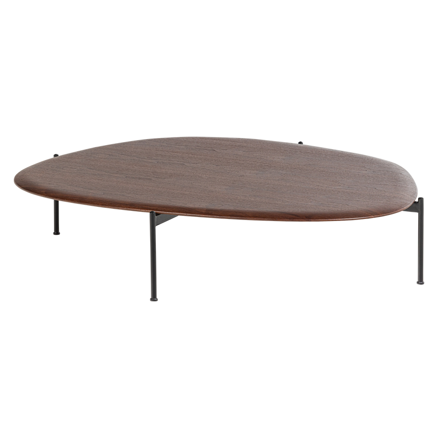 Kota dohányzóasztal – Meleg barna furnér, modern fém lábakkal