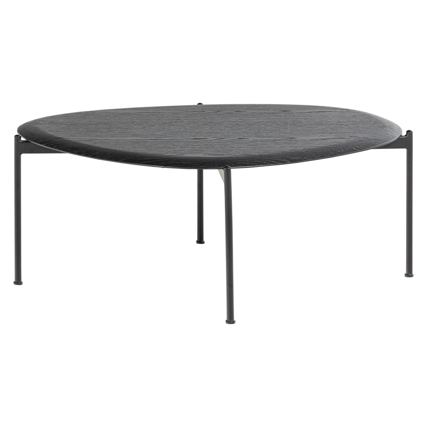 Kota dohányzóasztal – Fekete furnér, modern fém lábakkal