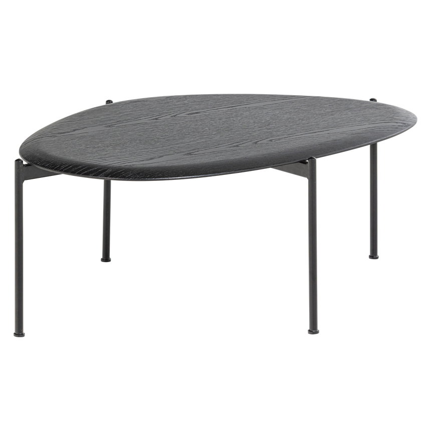 Kota dohányzóasztal – Fekete furnér, modern fém lábakkal