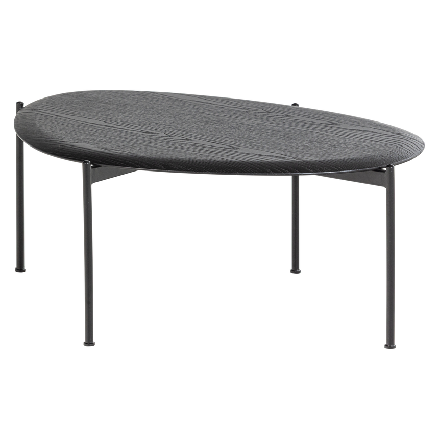 Kota dohányzóasztal – Fekete furnér, modern fém lábakkal