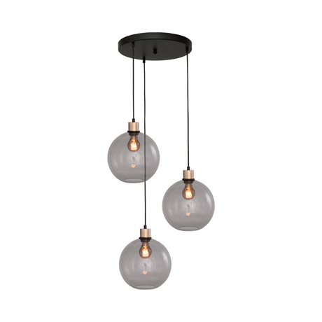 Lava 3-bulb dark gray glass pendant lamp