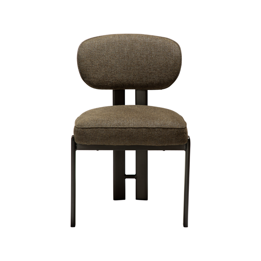 Glam bouclé chair with antique legs