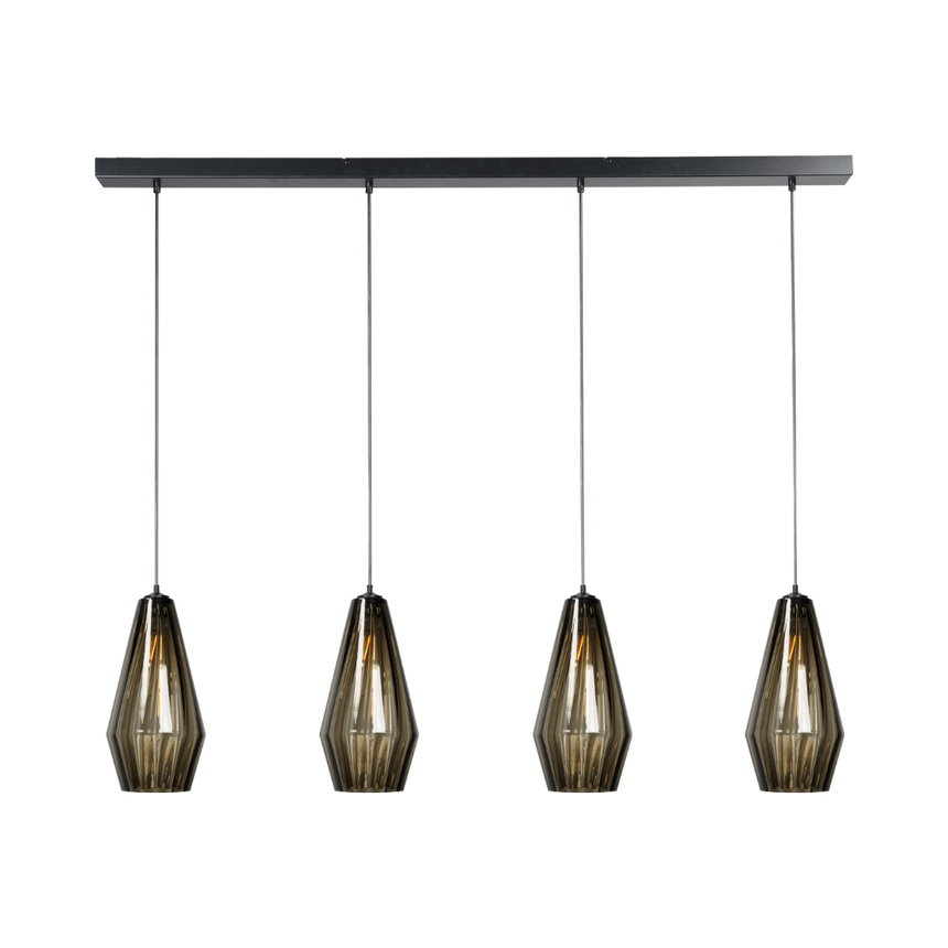 Diamond 4-bulb glass pendant lamp