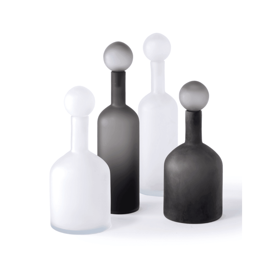 Bubbles and Bottles frosted glass decoration set