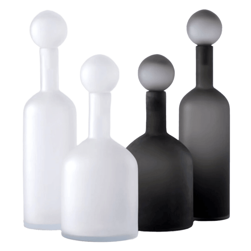 Bubbles and Bottles frosted glass decoration set