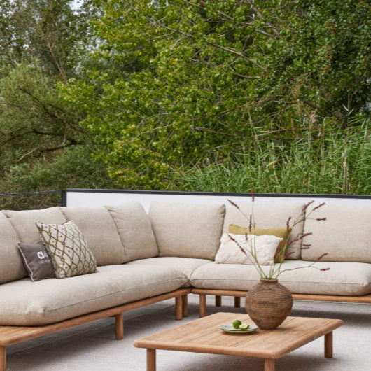 Sling wooden garden sofa corner unit