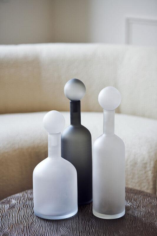 Bubbles and Bottles frosted glass decoration set