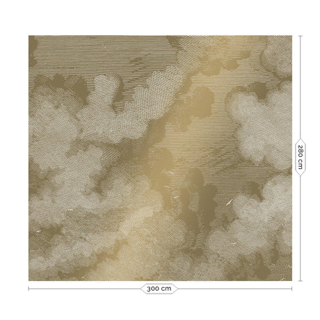 Gold metallic Engraved clouds 6 panelos tapéta-0