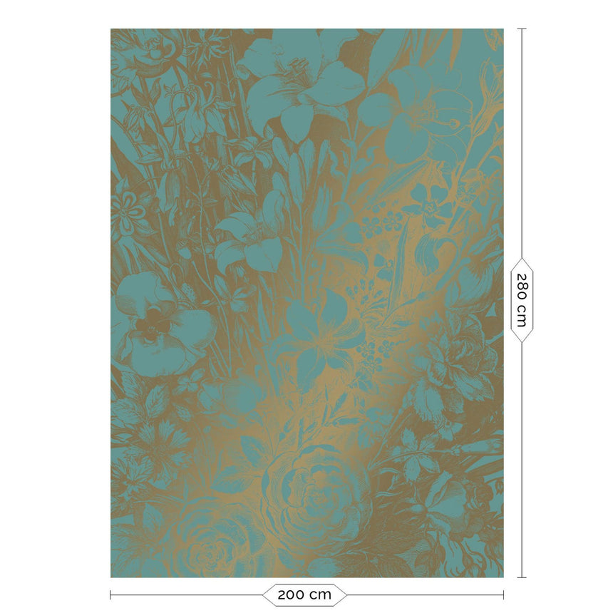 Gold metallic Engraved flowers menta 4 panelos tapéta-0