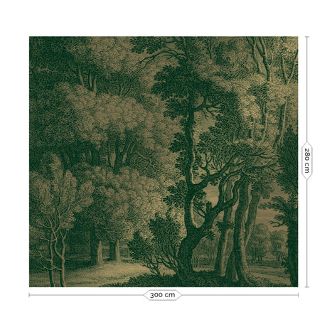 Gold metallic Engraved landscapes zöld 6 panelos tapéta-0