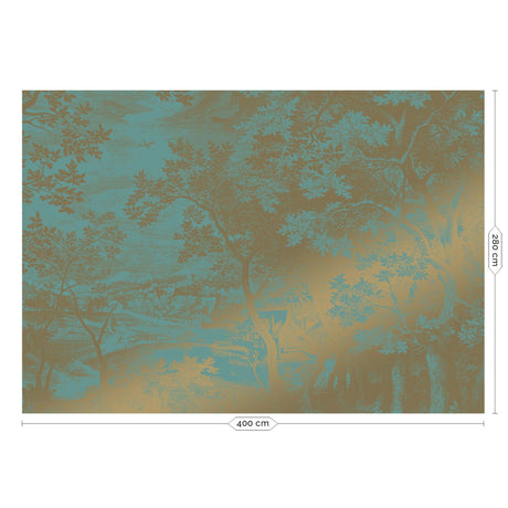 Gold metallic Engraved landscapes menta 8 panelos tapéta-0