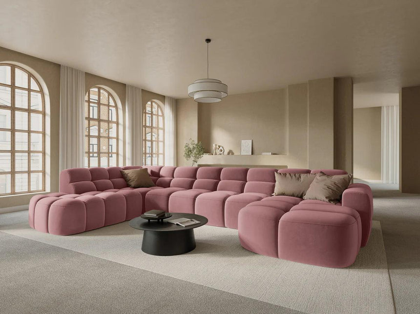 Lisa U-shaped velvet sofa with left corner unit