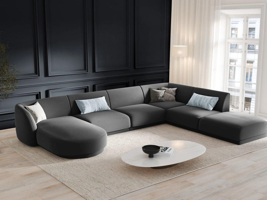 Miley U-shaped velvet sofa with left corner unit