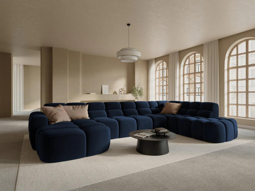 Lisa U-shaped velvet sofa with right corner unit