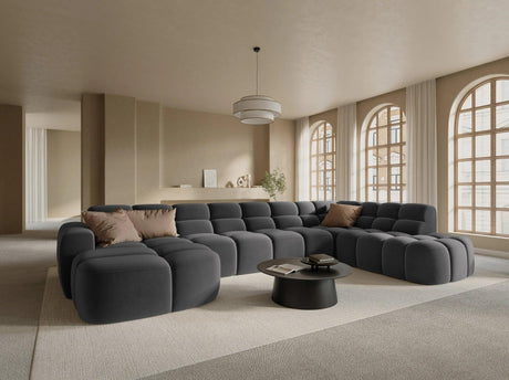 Lisa U-shaped velvet sofa with right corner unit