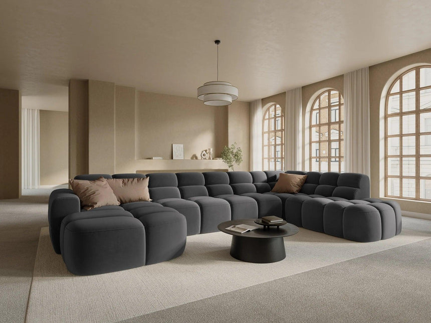 Lisa U-shaped velvet sofa with right corner unit