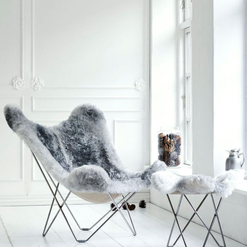 Iceland Mariposa báránybőr fotel króm váz-5