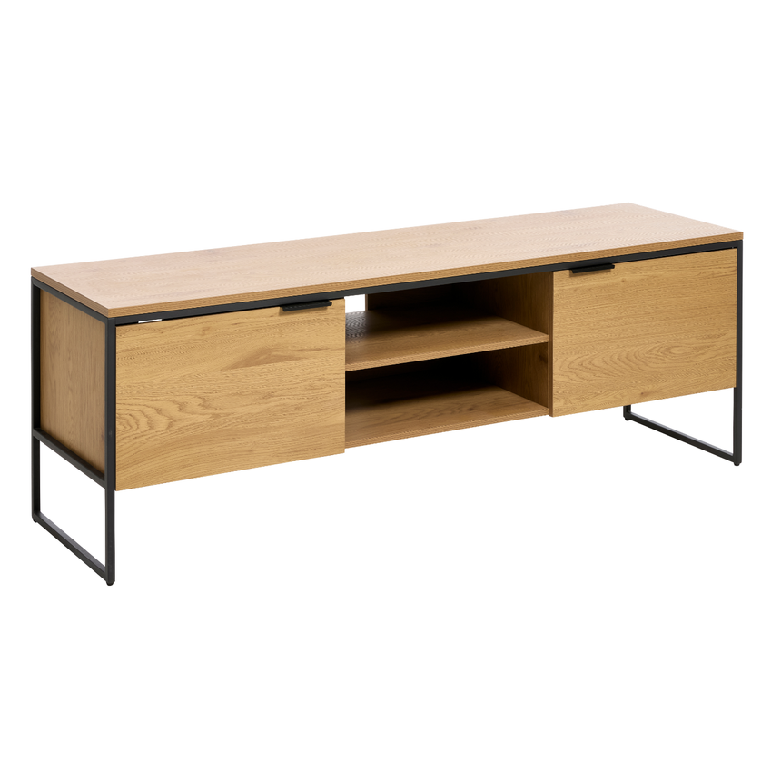 Cesura TV-szekrény – Tölgy furnér hatású felülettel és fekete fém vázzal