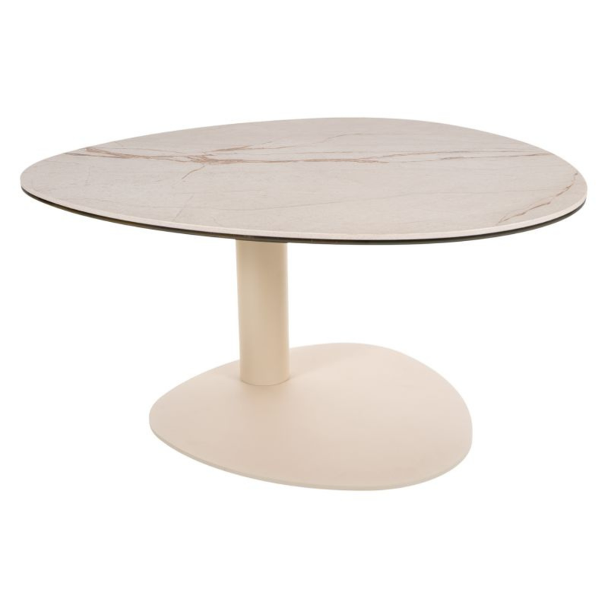 Ciao dohányzóasztal – Spanyol kerámia tetővel és fém vázzal, 74x74 cm