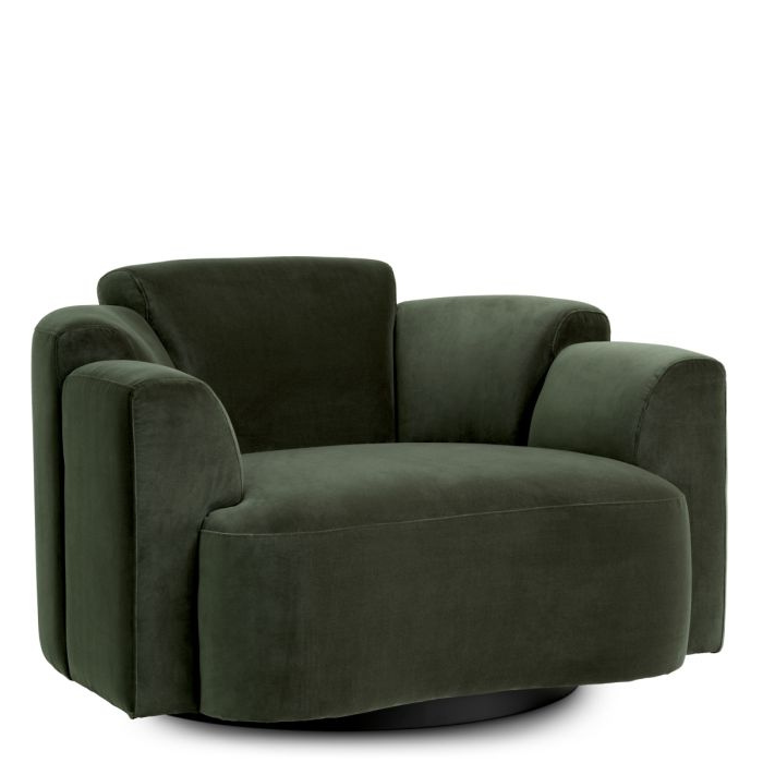 Marbella forgófotel – Exkluzív zöld bársony és csiszolt sárgaréz elegancia